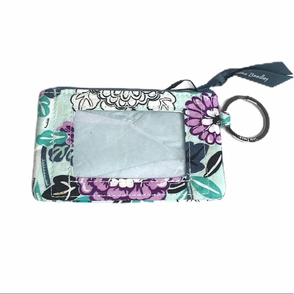 Vera Bradley Penelope’s Garden Up Zip ID and Lanyard Blue Purple - Picture 4 of 6